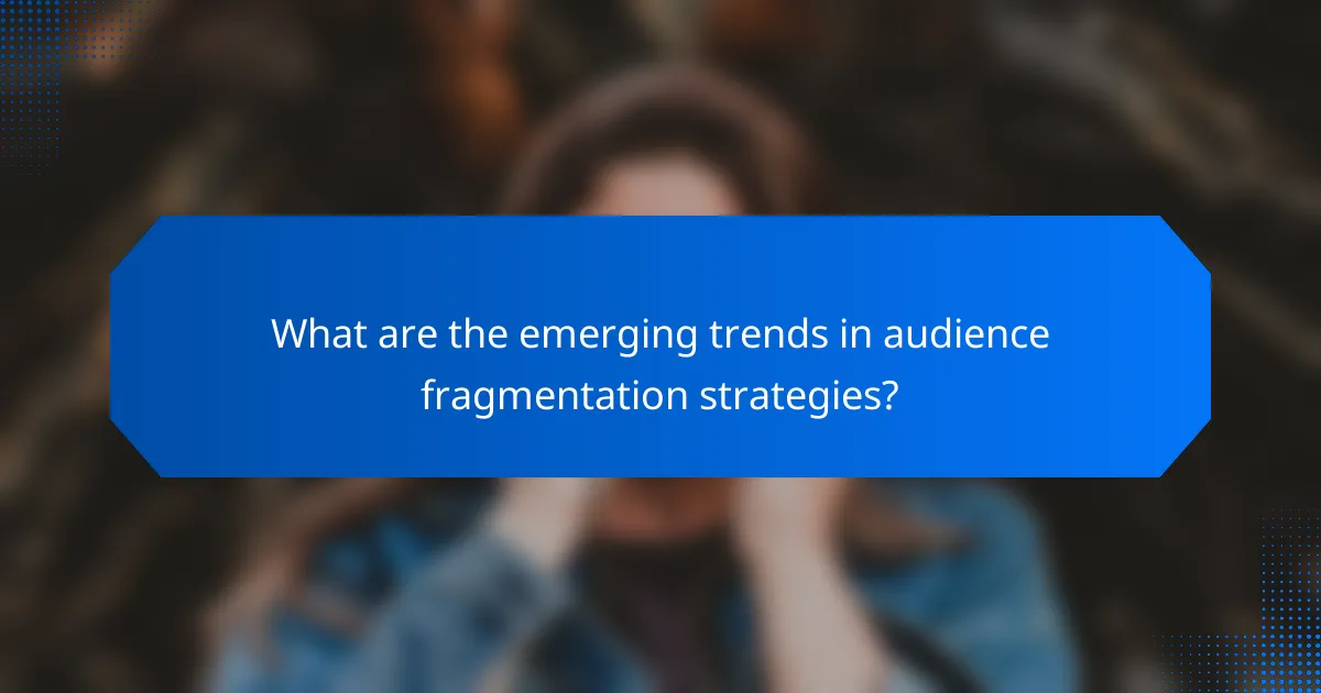 What are the emerging trends in audience fragmentation strategies?