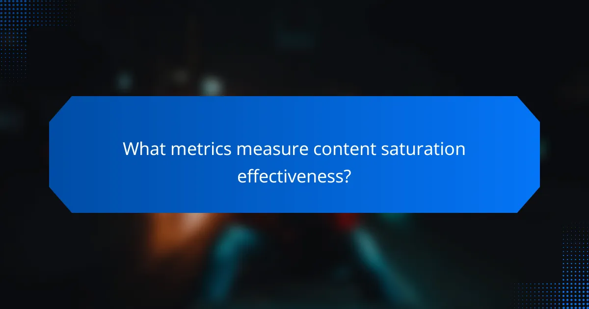 What metrics measure content saturation effectiveness?